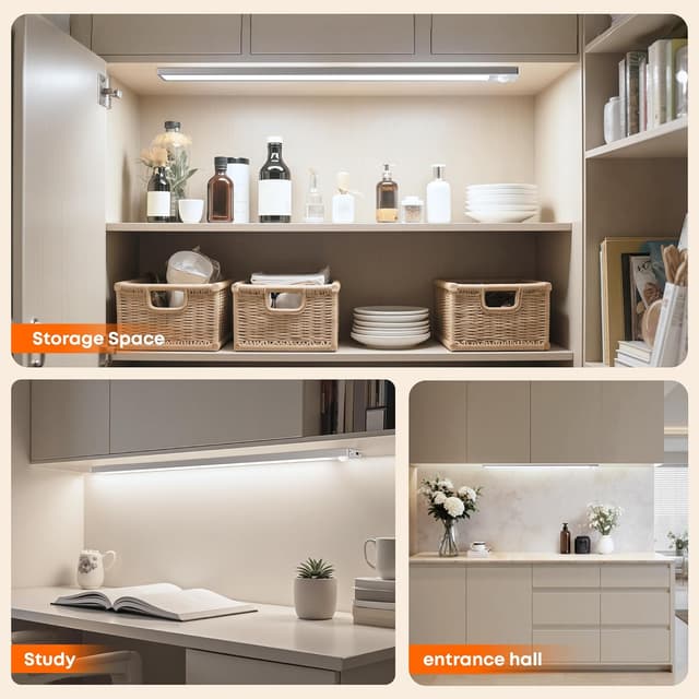 Detalle 2 de Schrankbeleuchtung LED Unterbauleuchte mit Bewegungsmelder (40 cm) – 1 Stück, aufladbar & magnetisch