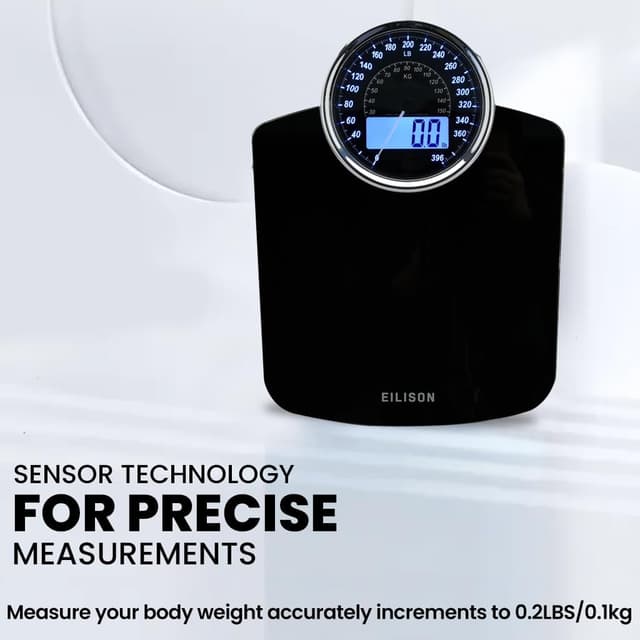 Detalle de EILISON Highly Advance 2-in-1 Digital & Analog Weighing Scale (Black) with Height Measurement