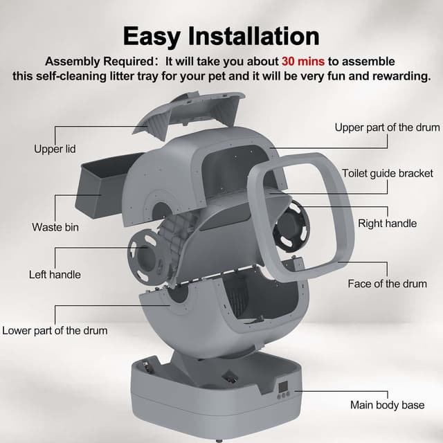 Thumbnail 6 de UPFAS Automatic Cat Litter Box (Self-Cleaning) with App Control & Weight Monitoring, Ultra-Quiet—Grey