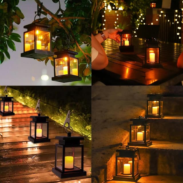 Thumbnail 6 de Tceapoo Solar-Laterne außen mit LED-Kerze (2er-Set) – wasserdicht, warmweißes Flackern für Balkon, Terrasse & Garten