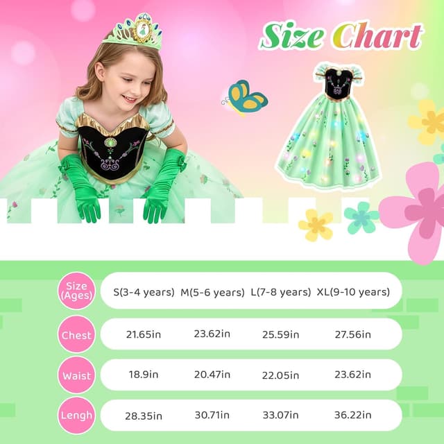 Detalle de MELAND Princess Dress for Girls Age 3 ðŸŽ