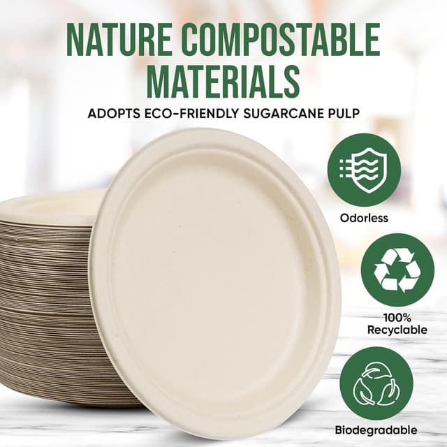 Thumbnail 4 de Compostable Paper Plates 9" 100 Pack 🍽