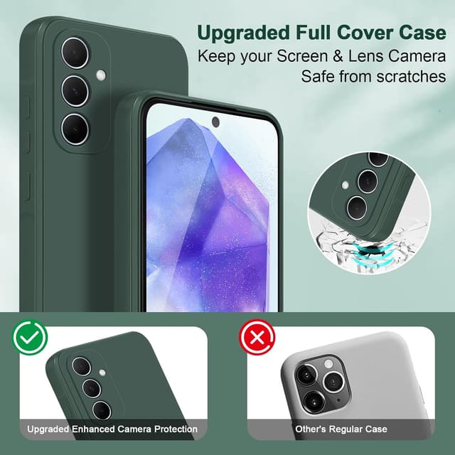 Detalle 2 de Btstring Silikonhülle für Samsung Galaxy A35 – Ganzkörper-Case mit weichem Mikrofaserfutter (Grün)