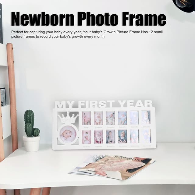 Detalle de Cornice bianca per foto del primo anno (12 mesi) con design elegante e supporto