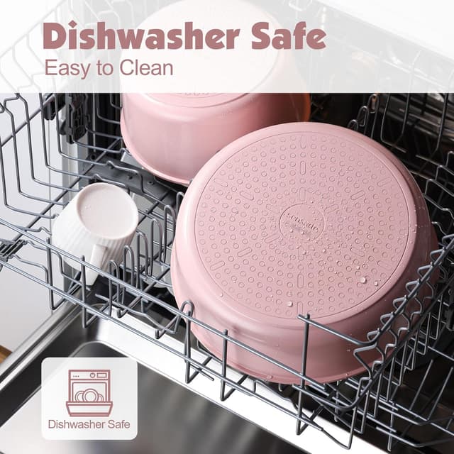 Thumbnail 6 de SENSARTE Keramik Topfsets Pfannenset 17-teilig – Antihaft-Kochgeschirr mit abnehmbarem Griff (Rosa)