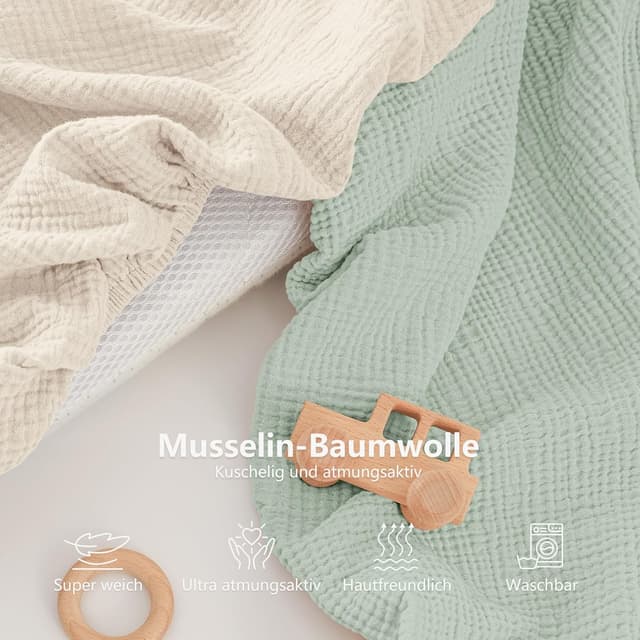 Thumbnail 2 de Susurration Musselin Spannbettlaken 90x50 cm