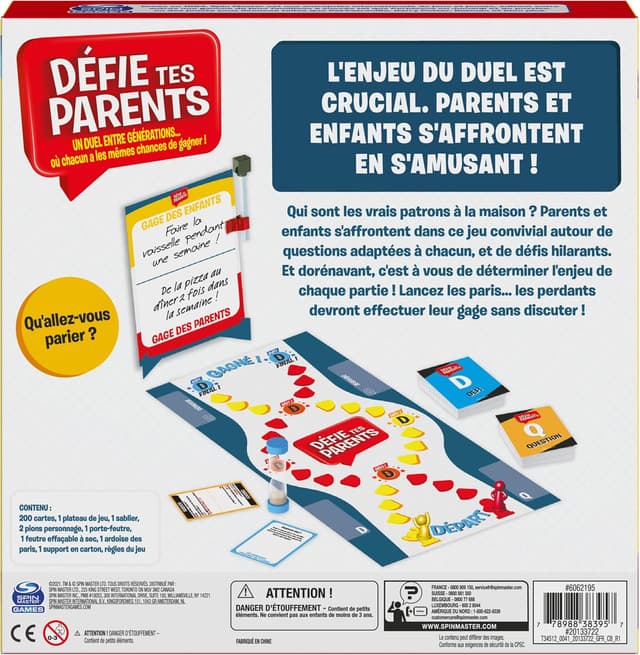 Detalle de Spin Master Games Défie tes Parents – Nouvelle édition du jeu de société parents et enfants