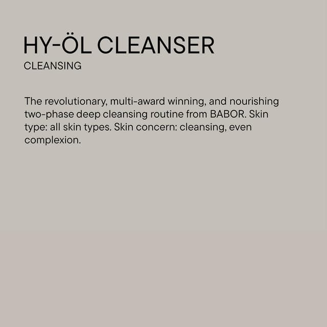 Detalle 2 de BABOR CLEANSING HY-ÖL : huile nettoyante hydrophile hydrophile à utiliser avec Phytoactive, 200 ml