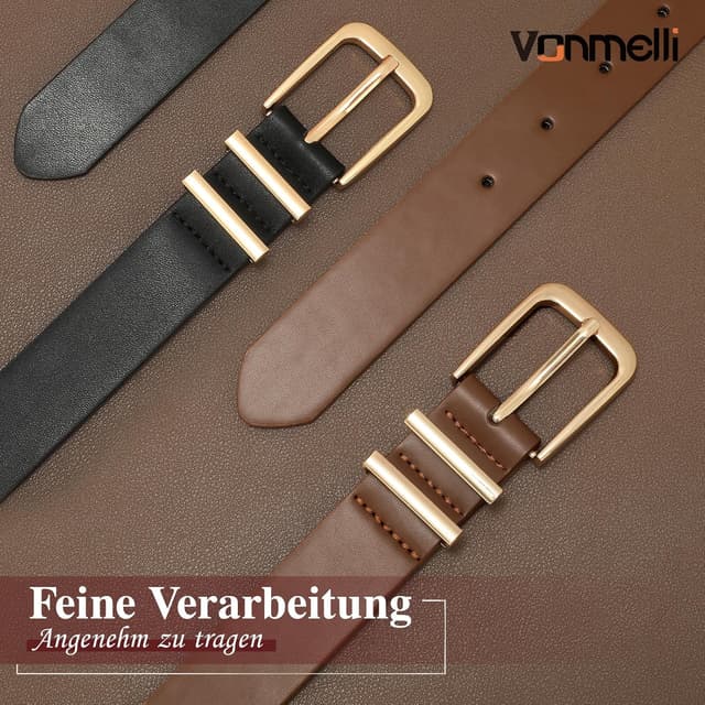 Thumbnail 3 de VONMELLI Gürtel 2er Set 2,5 cm Schwarz Braun