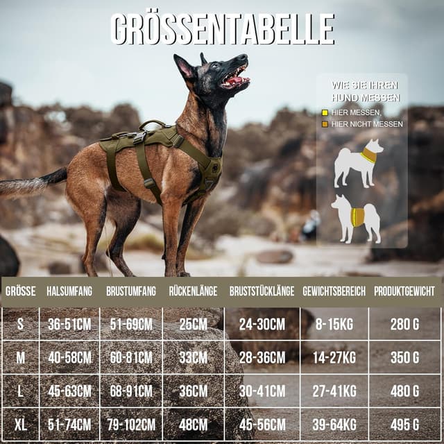 Detalle 2 de OneTigris Hundegeschirr T-Bone mit 2 Griffen – taktisches Brustgeschirr in Grün (L)