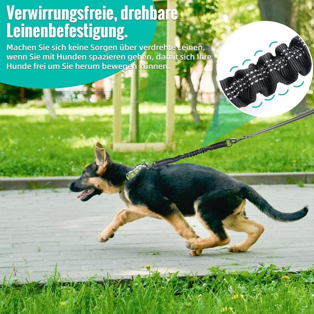 Thumbnail 5 de 2er-Set verwicklungsfreie elastische Hundeleine schwarz đ