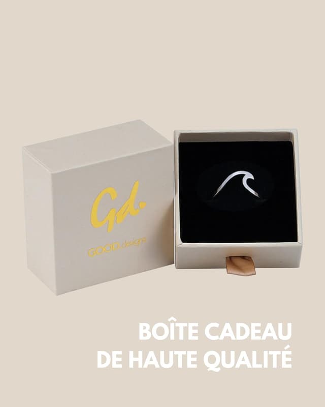 Detalle de GD GOOD.designs EST. 2015 Bague Vague pour femme en acier inoxydable – réglable et résistante à l’eau