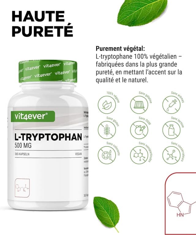 Detalle de L-tryptophane 500 mg 365 gĂ©lules đ
