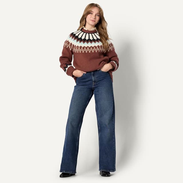 Detalle 2 de Amazon Essentials Damen Fair-Isle Oversize-Pullover mit Rundhalsausschnitt „Demis Favorit“