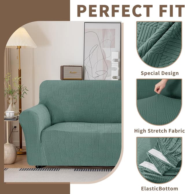 Detalle 1 de Copridivano elasticizzato Ystyle 2 posti verde chiaro