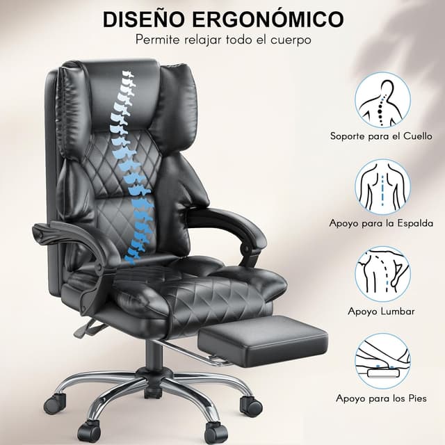 Thumbnail 4 de naspaluro Silla de Oficina con Reposapiés 200 kg