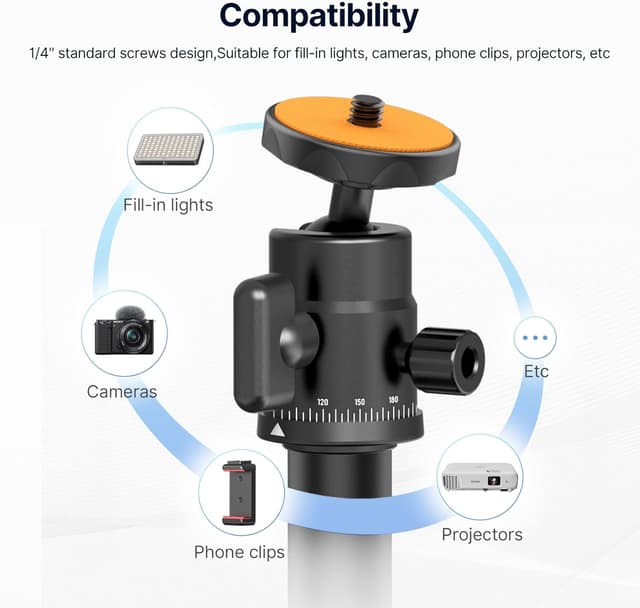Detalle 2 de Jusmo LS09 Aluminum Projector Floor Stand (1/4-inch) for Nebula/XGIMI and Cameras, Adjustable 16.5–34.6 in