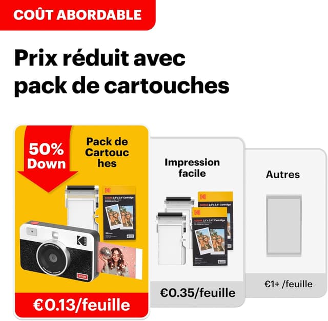 Detalle de KODAK Mini Shot 2 Retro : appareil photo instantané numérique 2-en-1 avec imprimante Bluetooth
