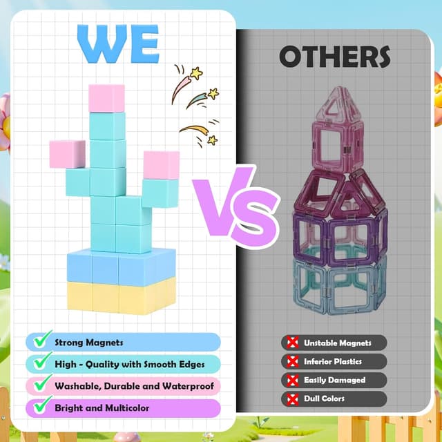 Detalle de Jeu de construction magnétique Ouxayapl – 45 pièces pour enfants dès 3 ans