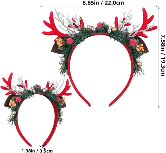 Thumbnail 3 de Healifty Reindeer Antlers Headband for Christmas