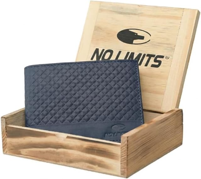 Detalle 2 de No Limits Portefeuille homme en cuir véritable Classico 292 (bleu 292) avec design tressé