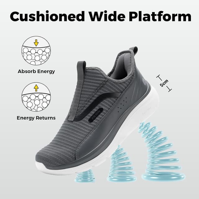 Detalle de FitVille Men’s Wide Fit Slip-On Trainers (Extra Wide) with ArchCore Insoles