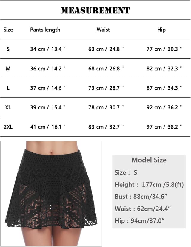 Detalle 2 de iClosam Jupe de bain femme en dentelle 2 en 1 (jupe bikini double couche) S à XXL