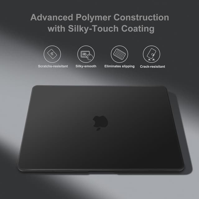 Detalle de MOSISO Hard Shell Case for MacBook Air 13-inch (M1 2021–2018) with Keyboard Cover, Screen Film, and Storage Bag - Black