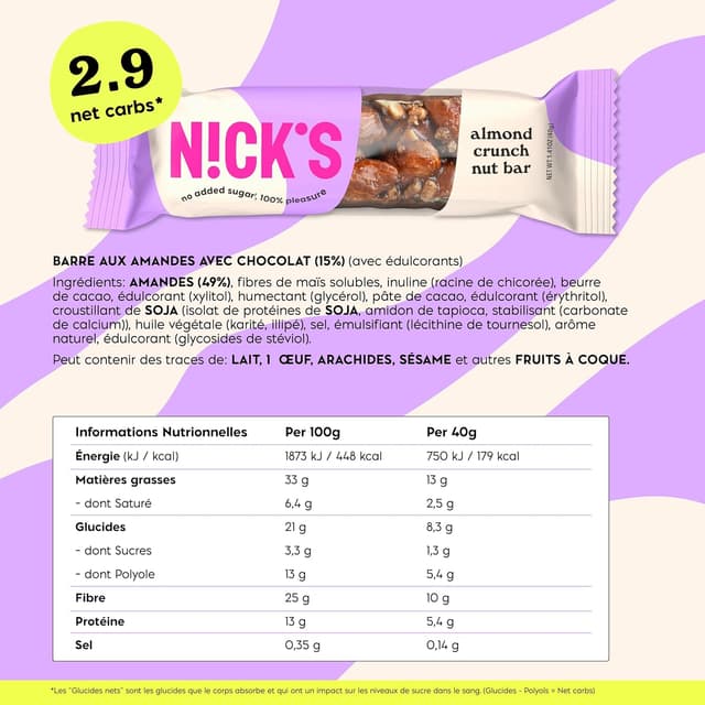 Thumbnail 1 de NICKS Keto Barre Chocolat et Amandes