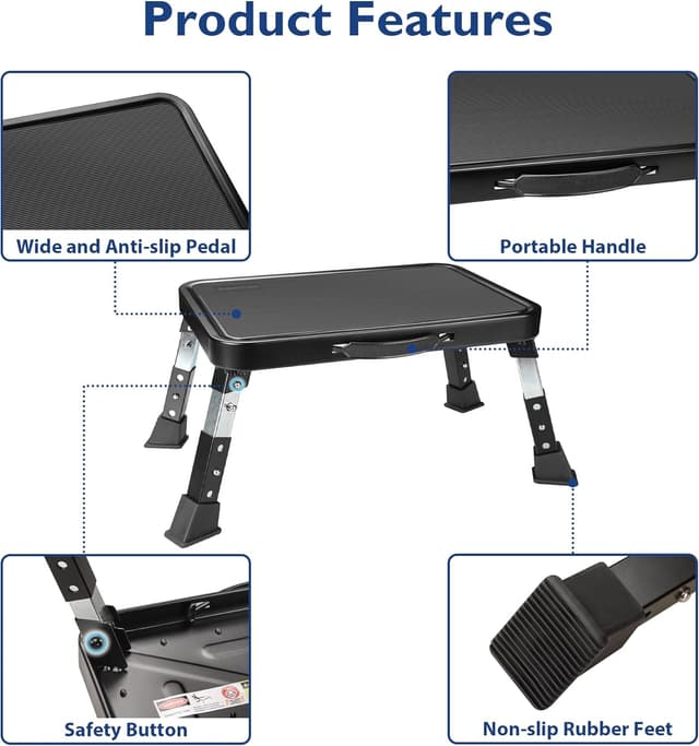 Detalle 2 de BONTEC 3-Level Folding Step Stool 150 kg 🪜