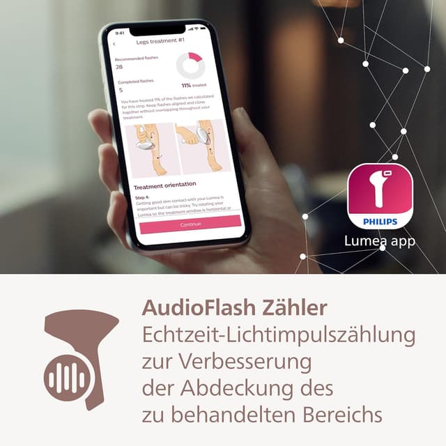 Detalle 2 de Philips Lumea IPL 9900 Series (BRI950/02) mit SenseIQ & SkinAI – Alternative zur Laserhaarentfernung, 2 Aufsätze für Körper & Gesicht