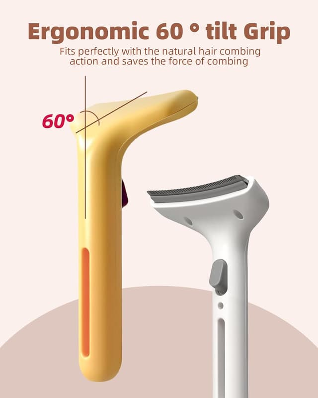 Detalle 2 de ETIALURE Unterwolle Bürste Katze (Gelb) mit Knopf – Unterfellbürste für Hunde & Katzen