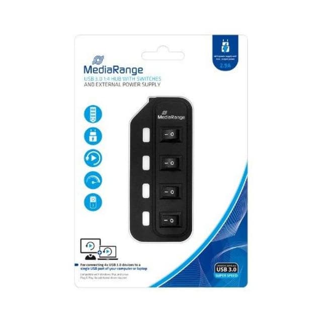 Detalle 2 de Mediarange MRCS505 Hub USB 3.0 4 Puertos