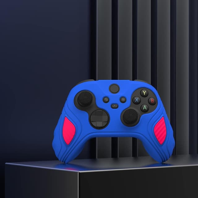Detalle de playvital Scorpion Edition two-tone anti-slip silicone case for Xbox Series X/S controller (Primary Blue & Bright Pink)