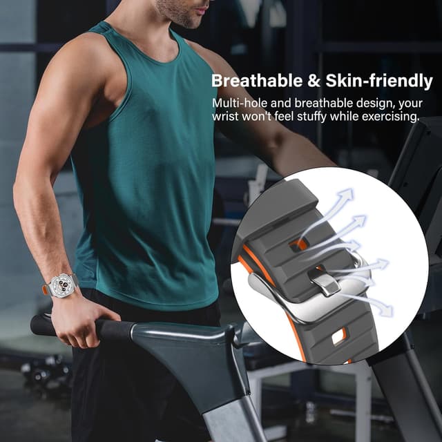 Detalle de Tasikar No Gap Bands sport silicone strap for Samsung Galaxy Watch Ultra 47mm (2024/2025) – Grey Orange