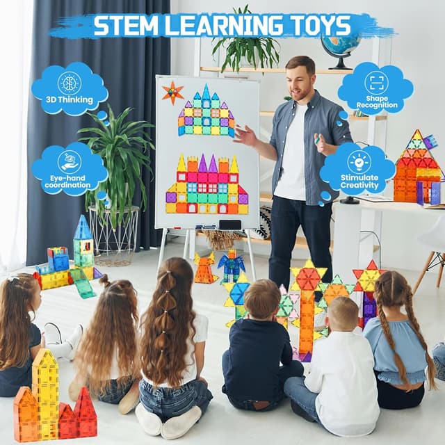 Detalle de Paaxido Magnetic Tiles 100-piece STEM blocks