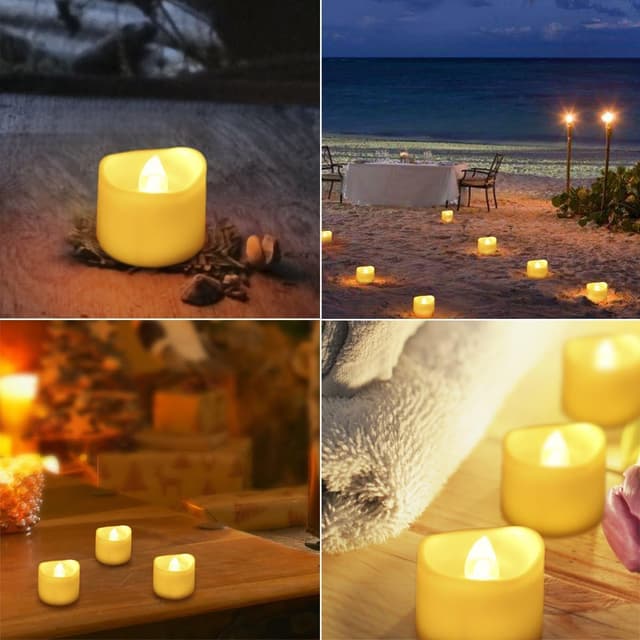 Detalle de ORIA LED Candles Tea Lights (24 Pack) — flameless flickering tea lights for Halloween, weddings and festive decor