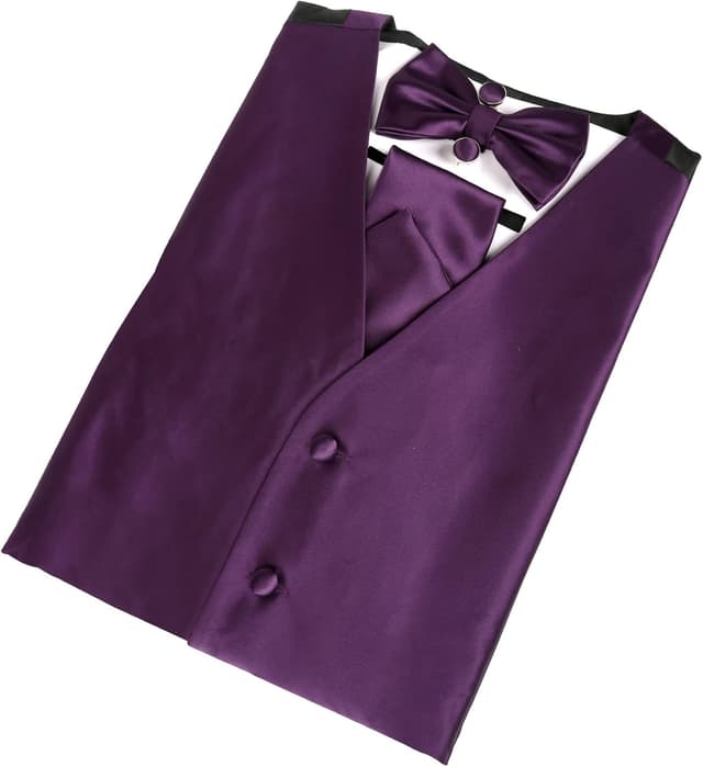 Detalle 1 de Alizeal Mens Satin Suit Vest Set 5 pcs