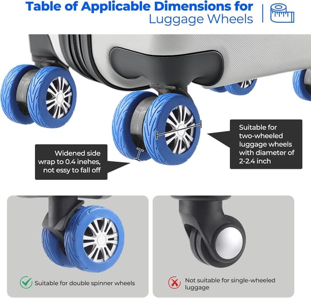 Thumbnail 4 de Silikon Gepäckradabdeckungen 8er Set für 2,4 Zoll