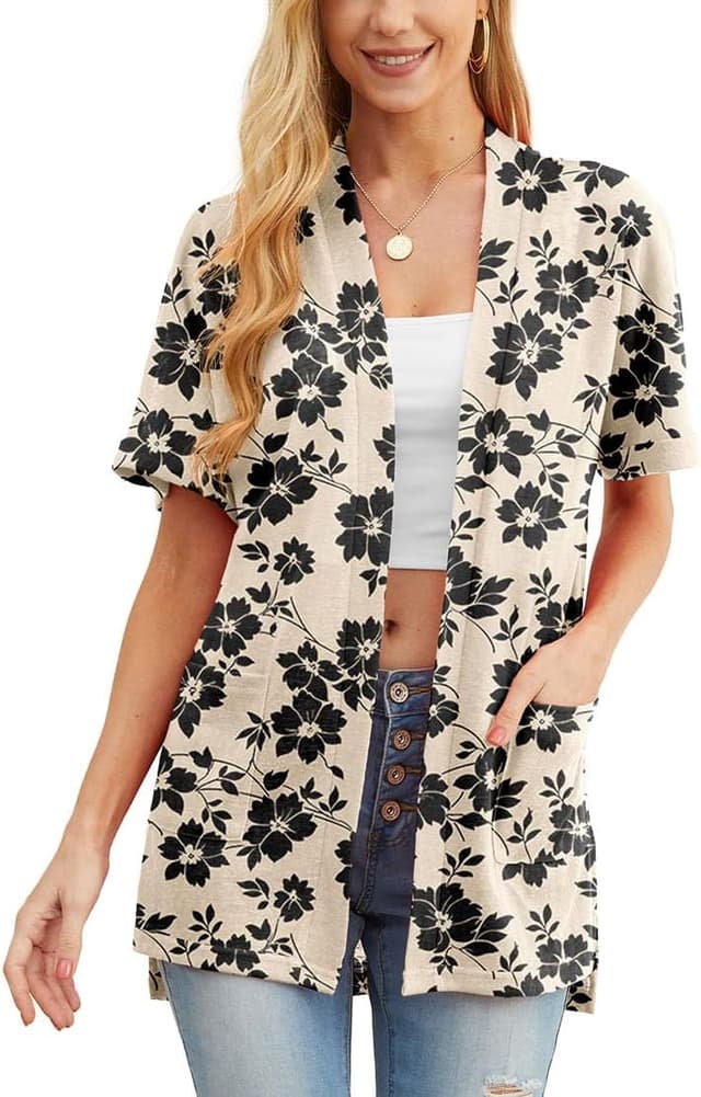 Thumbnail 6 de Women’s lightweight open-front cardigan with V-neck and pockets (95% polyester, 5% spandex) by PrinStory
