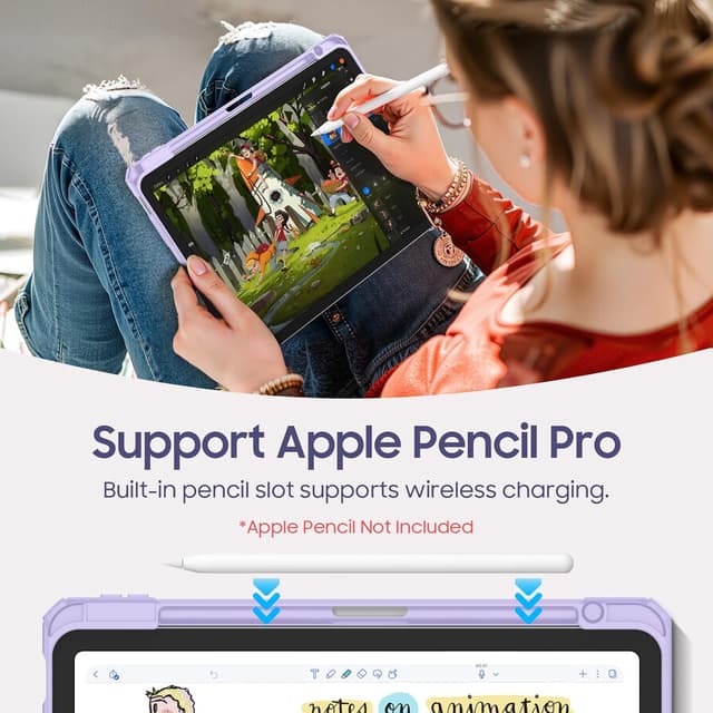 Detalle de Fintie Hybrid Hülle für iPad Air 11 Zoll (M4/M3/M2 & weitere Modelle) mit Stifthalter und transparenter Hartschale