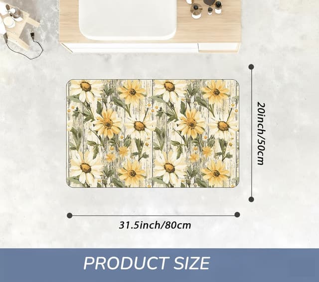 Detalle de ENSFTF Daisy Woodgrain Bath Mat with Non-Slip Rubber Backing