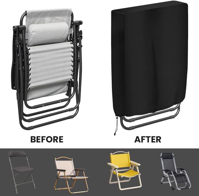 Detalle 2 de OFFCUP waterproof garden chair covers (2-pack), 210D Oxford fabric with drawstring and storage bag, 93x82cm