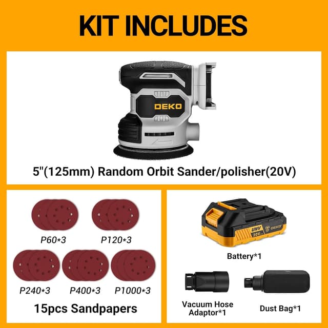 Detalle 2 de DEKOPRO 20V Cordless Random Orbital Sander