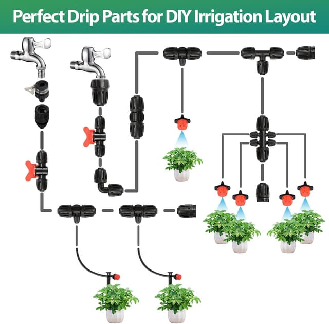 Detalle de Connettori da giardino 16 mm a T con chiusura a spillo (15 pezzi) per tubo in PE