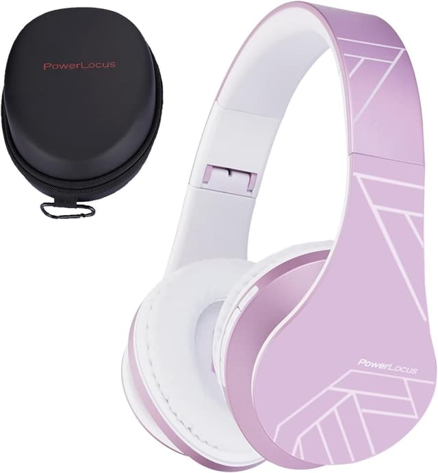 Detalle de PowerLocus P2 Kids Wireless Over-Ear Headphones (Purple) with 85DB Volume Limit, Mic & Foldable Design