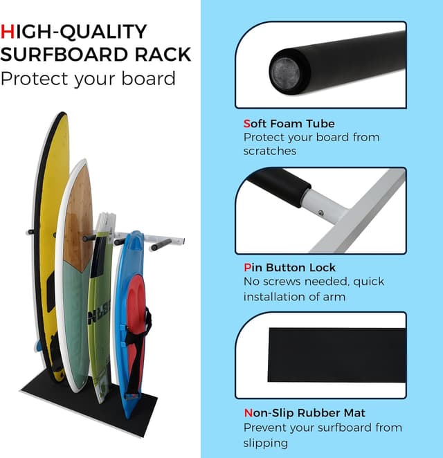 Detalle de LINGVUM Vertical Wall Rack for Surfboards ⚓