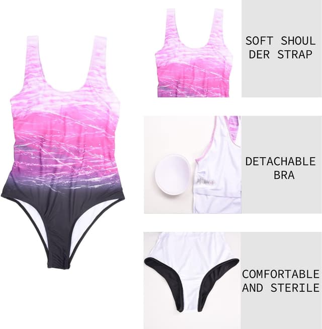 Detalle de Heekpek costume intero donna con gradiente tie-dye e imbottitura non cablata