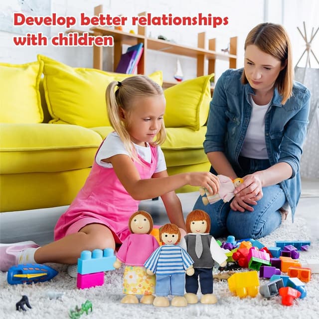 Thumbnail 5 de Aolso Wooden Family Dolls 7pc playset