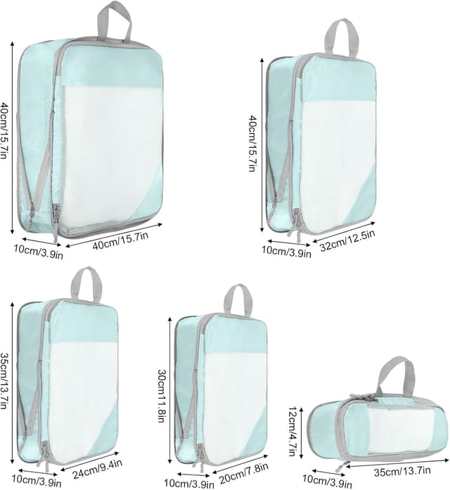 Detalle 2 de Compression Packing Cubes for Suitcases (Set of 5) – Lake Blue